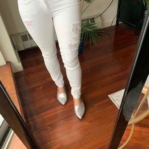 PAIGE ripped white skinny jeans